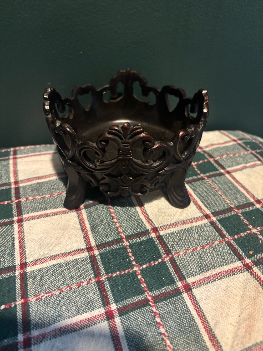 Ornate Decorative Candle Holder in Dark Bronze